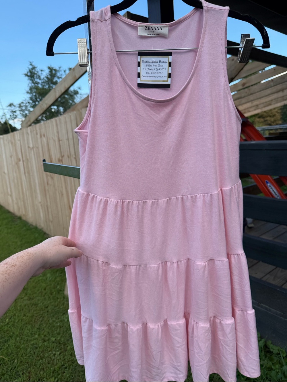 Zenana Outfitters Light Pink Tiered Sleeveless Dress